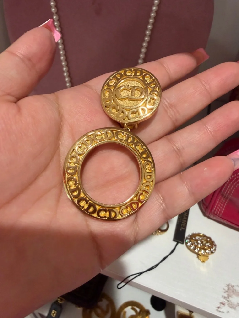 RARE Dior Logo Drop Earrings